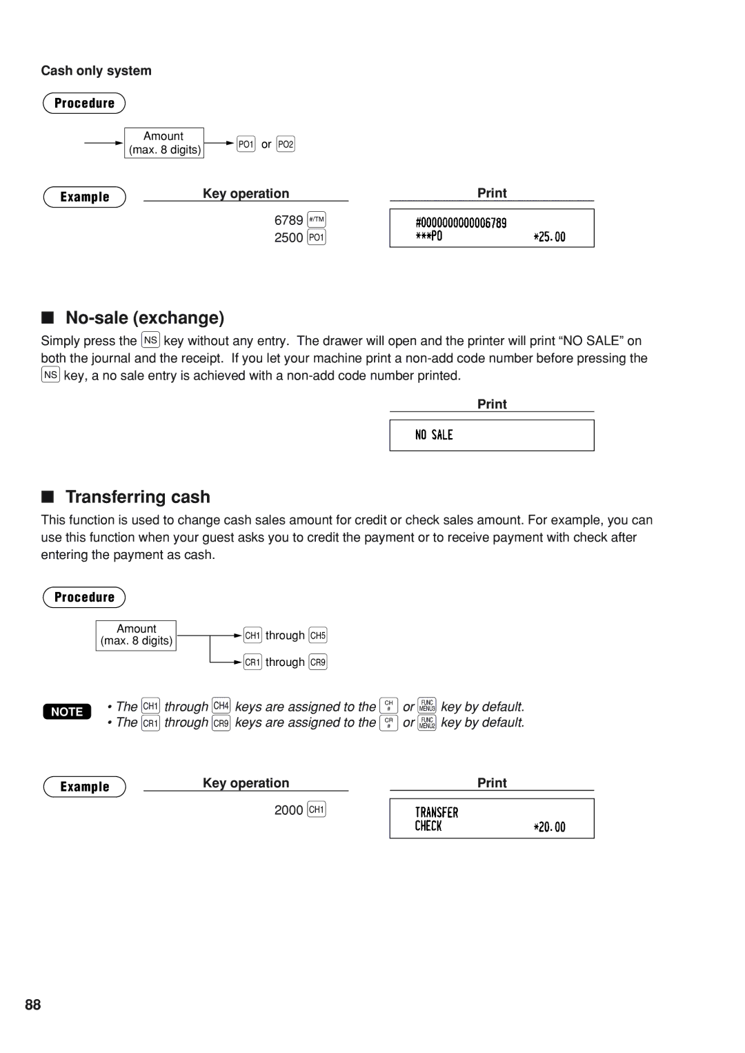 Sharp UP-820F instruction manual Or Q, No-sale exchange, Transferring cash, 6789 2500 q 