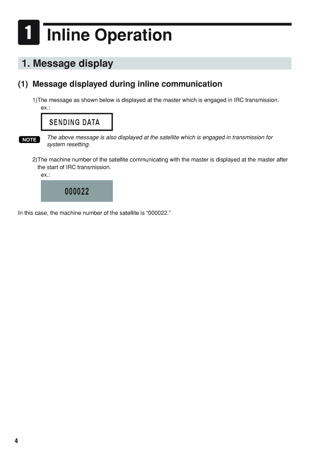 Sharp UP-820N, UP-820F manual Message displayed during inline communication 