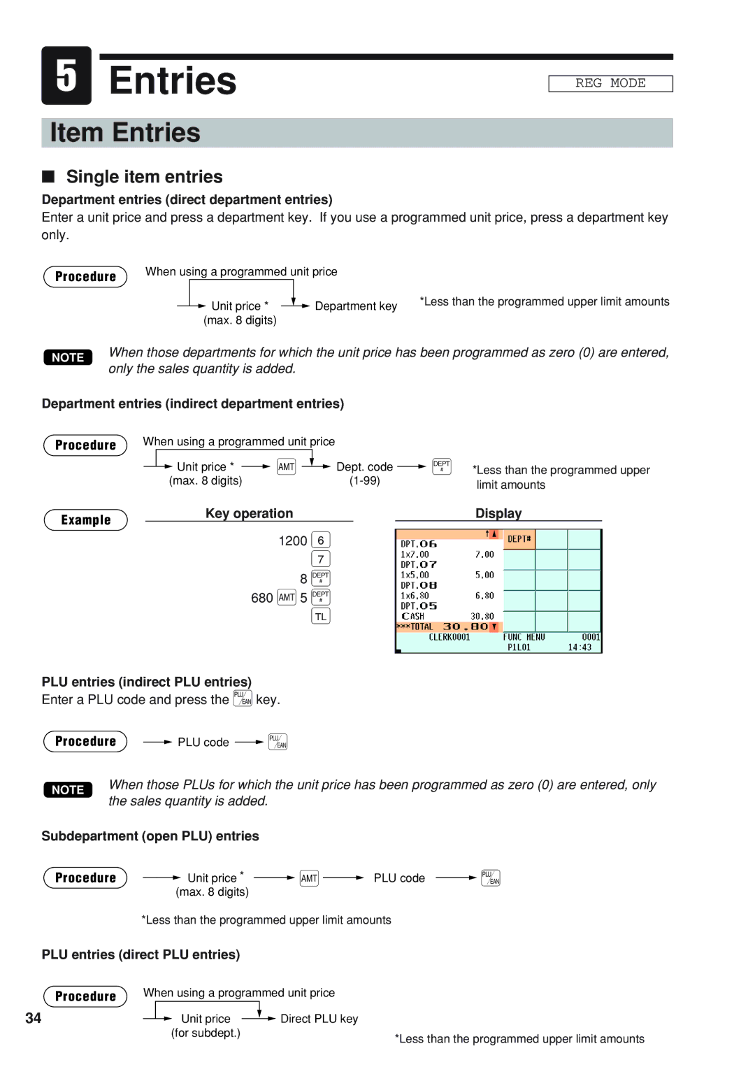 Sharp UP-820N instruction manual Item Entries, 680 `5 à c, Single item entries 