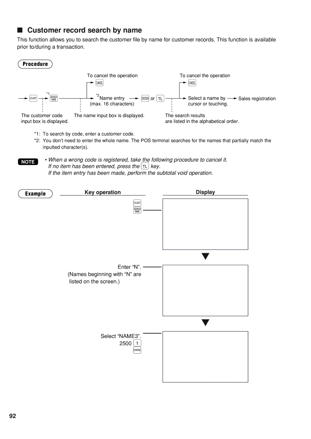 Sharp UP-820N instruction manual Customer record search by name 