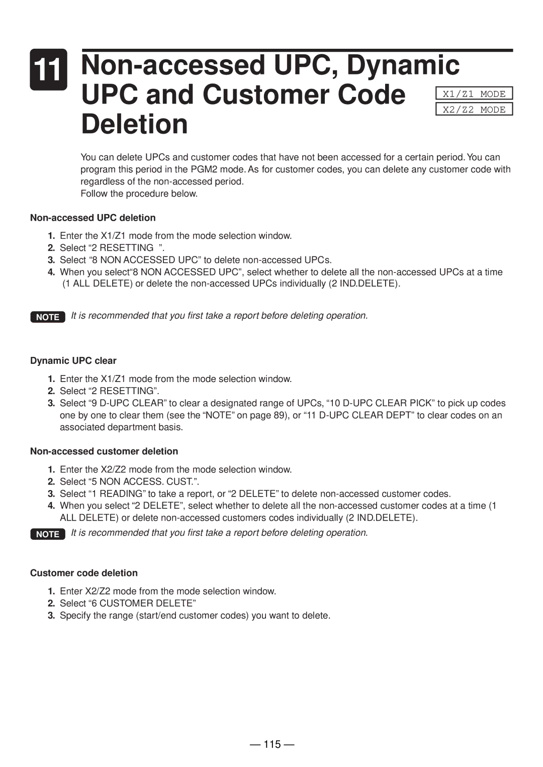 Sharp UP-820N manual Deletion, 115 