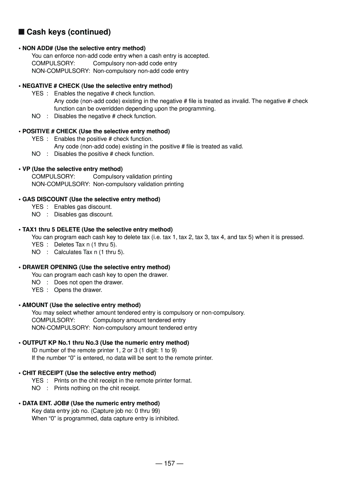 Sharp UP-820N manual 157, NON ADD# Use the selective entry method, VP Use the selective entry method 