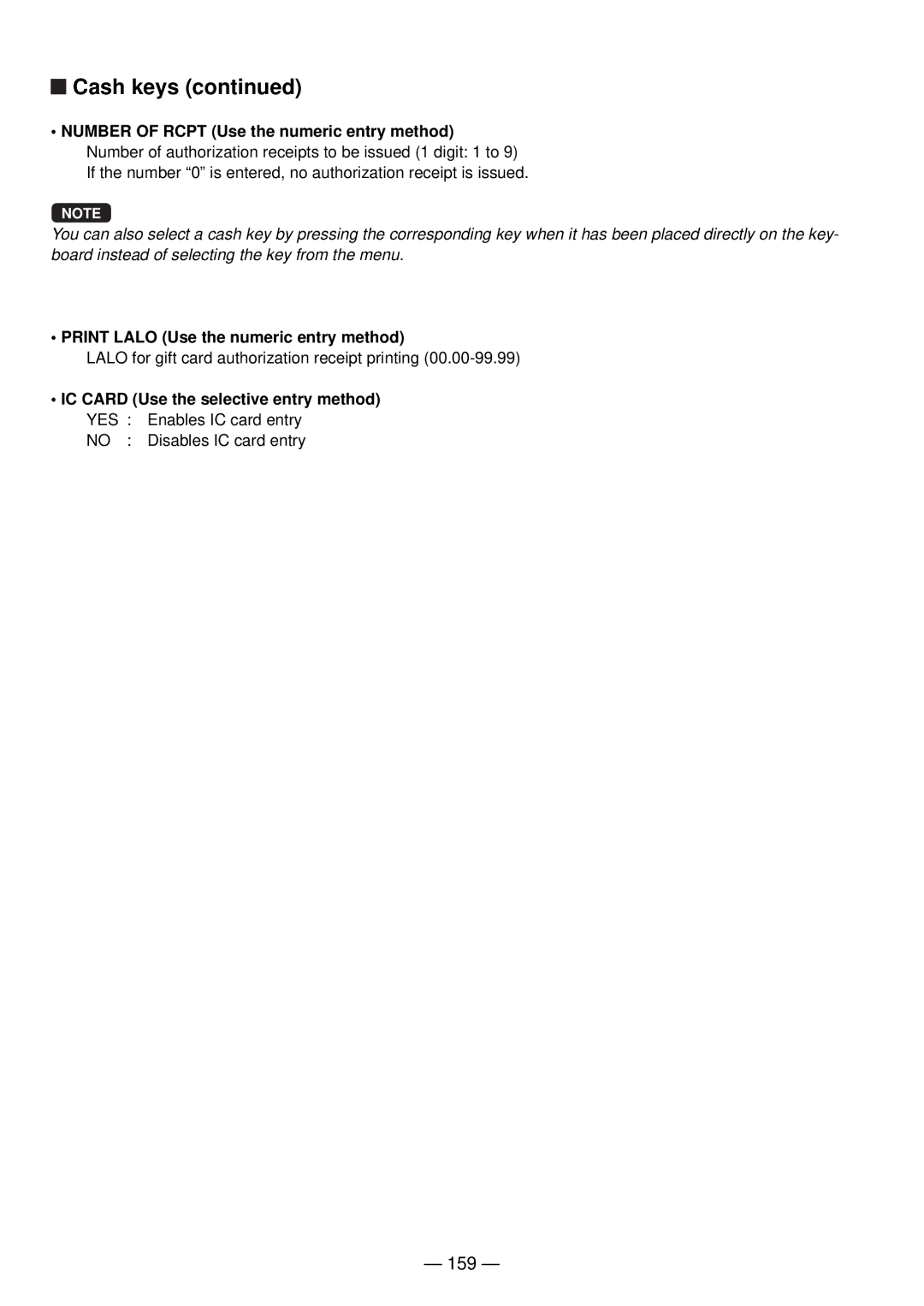 Sharp UP-820N manual 159, Print Lalo Use the numeric entry method 