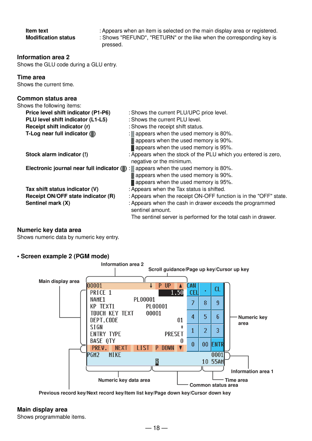 Sharp UP-820N manual Item text, Modification status 