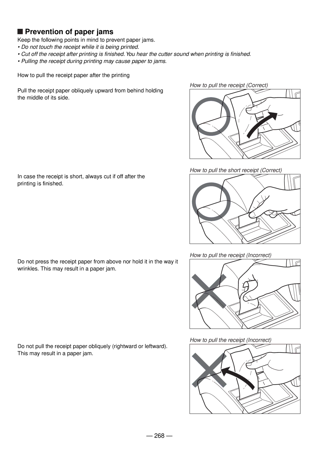 Sharp UP-820N manual Prevention of paper jams, 268 