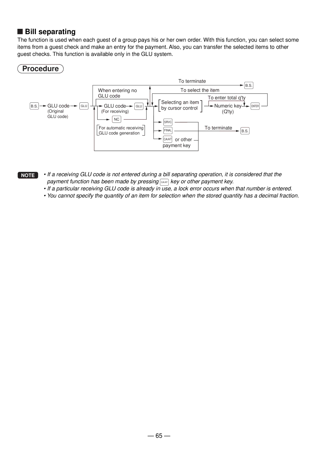 Sharp UP-820N manual Bill separating 