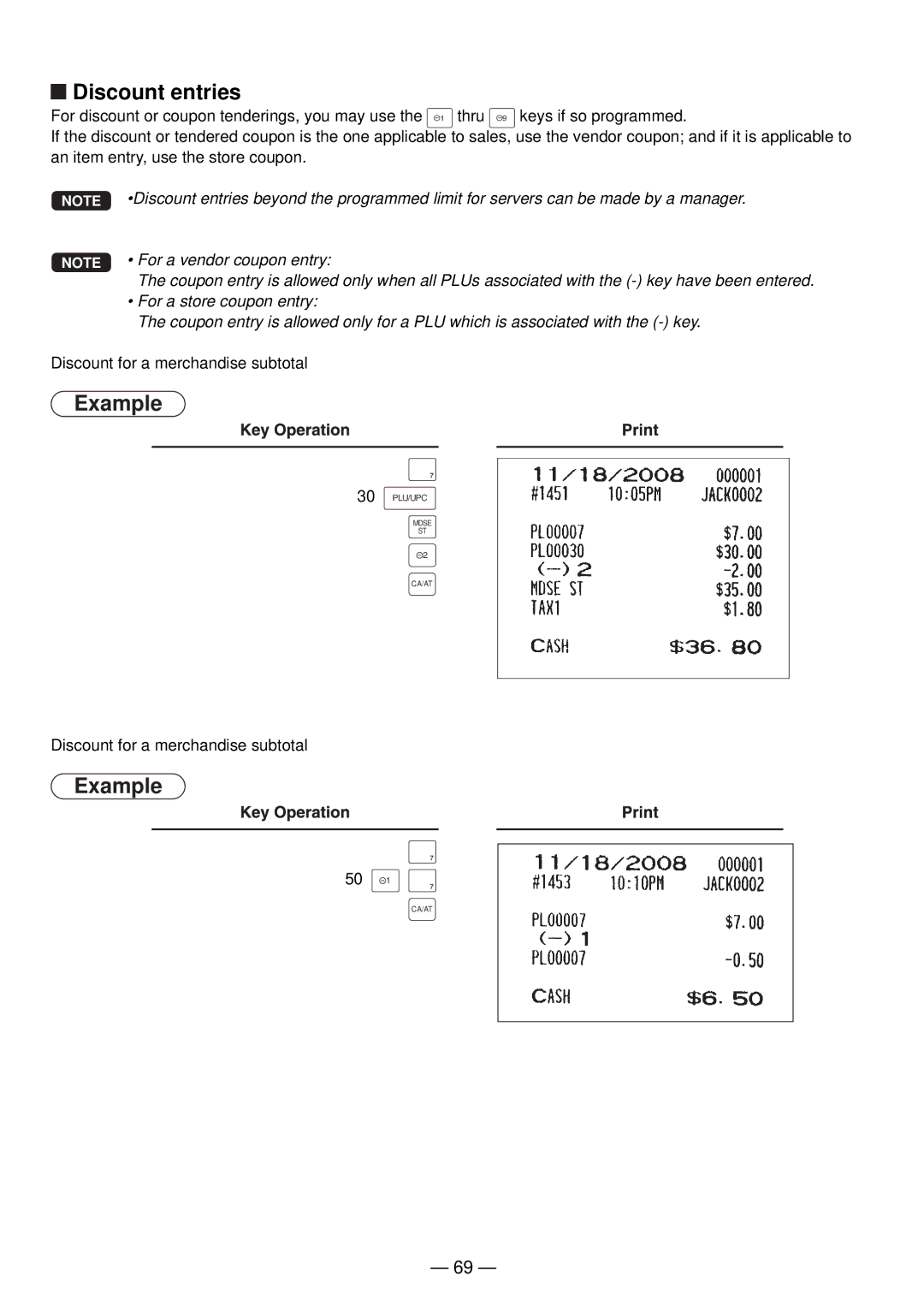 Sharp UP-820N manual Discount entries 