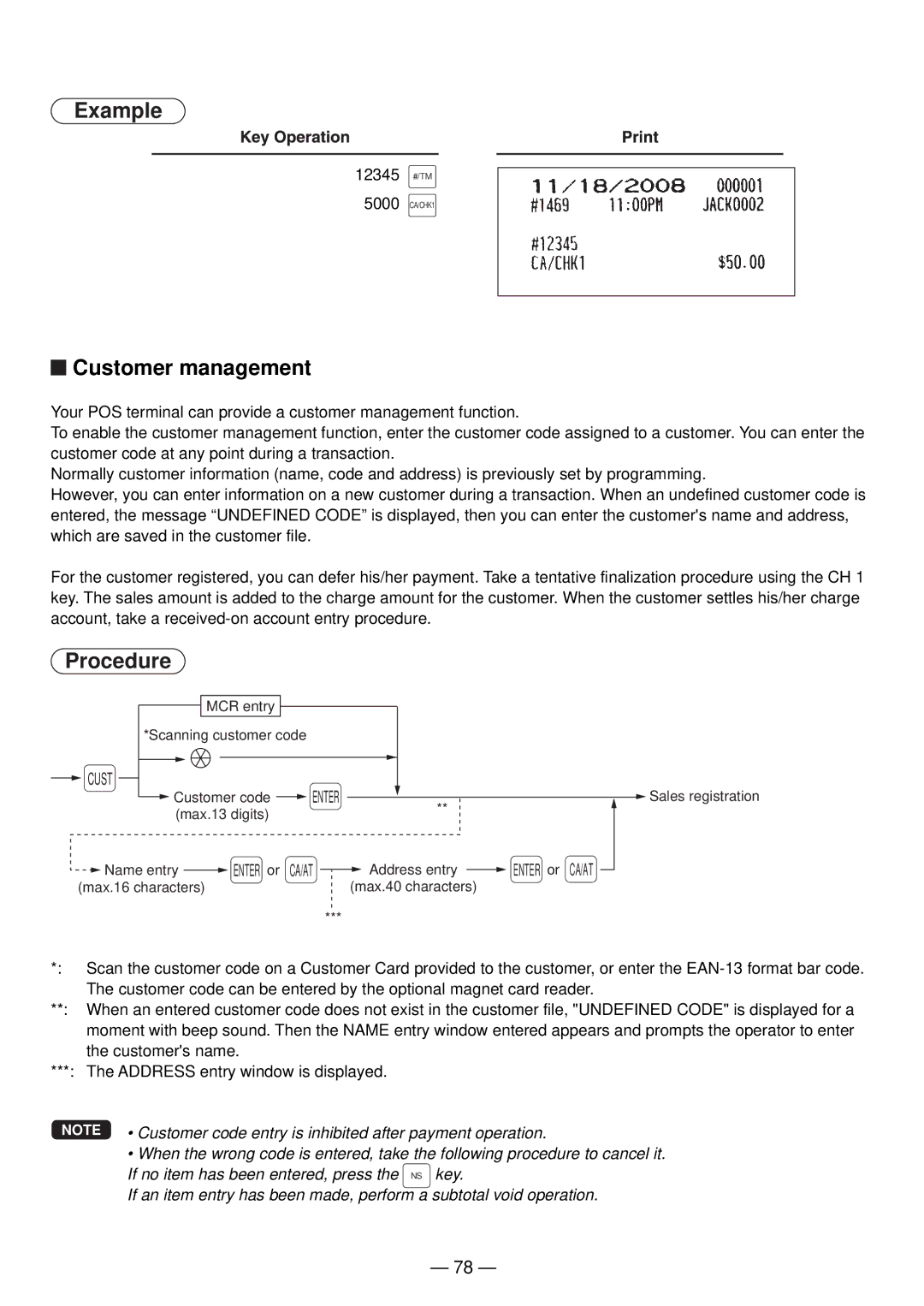 Sharp UP-820N manual Customer management 