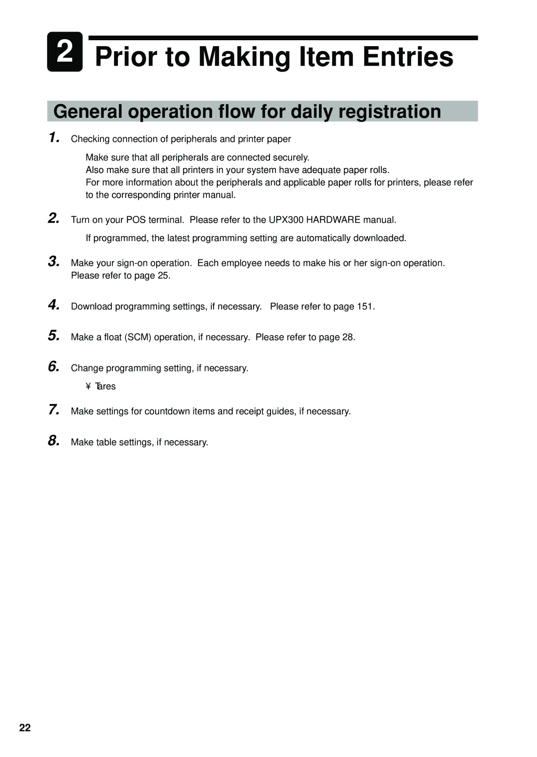 Sharp UP-X300 instruction manual Prior to Making Item Entries, General operation flow for daily registration 