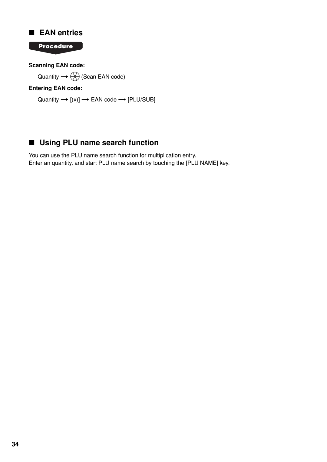 Sharp UP-X300 instruction manual Using PLU name search function, Scanning EAN code 