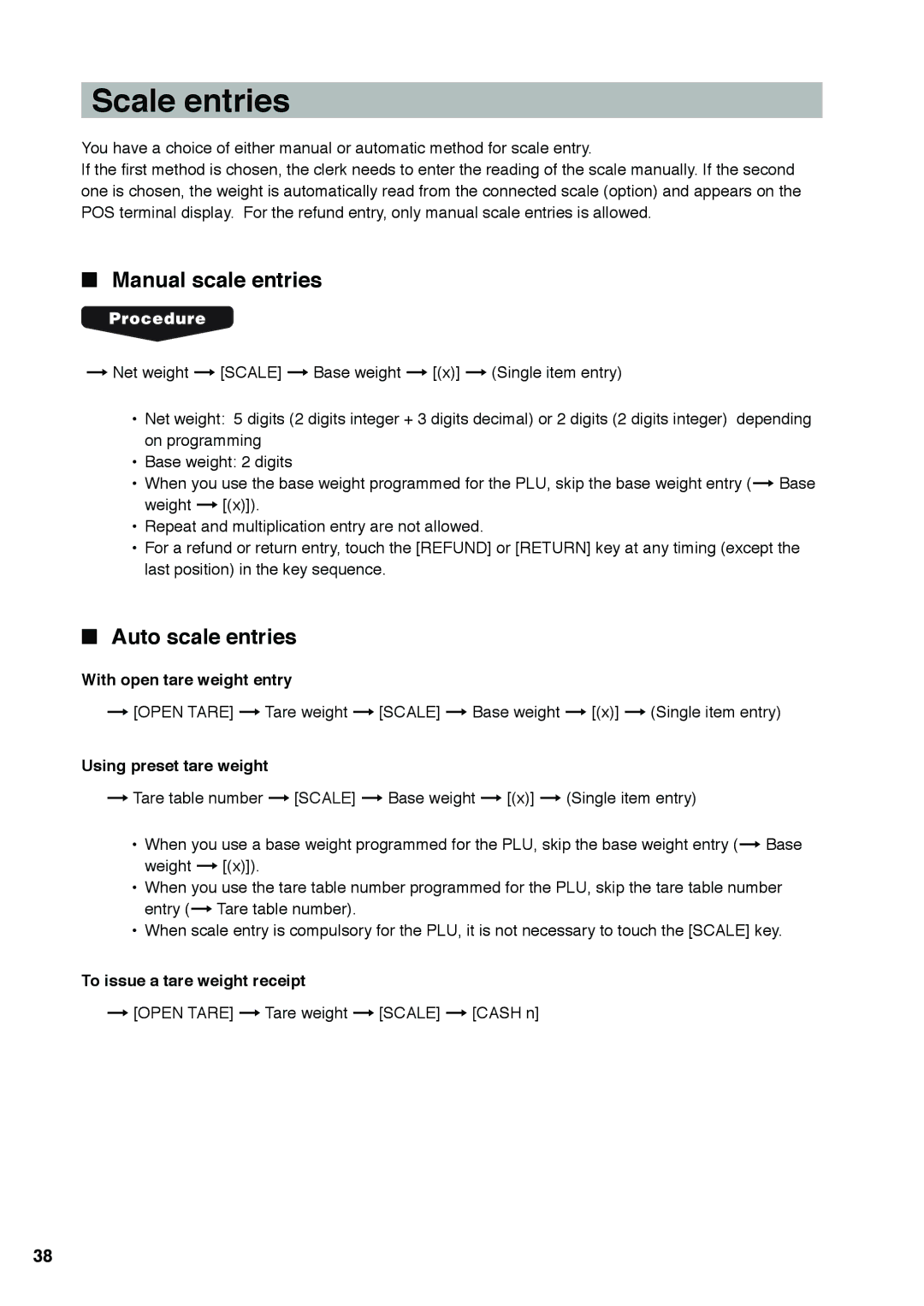 Sharp UP-X300 instruction manual Scale entries, Manual scale entries, Auto scale entries 