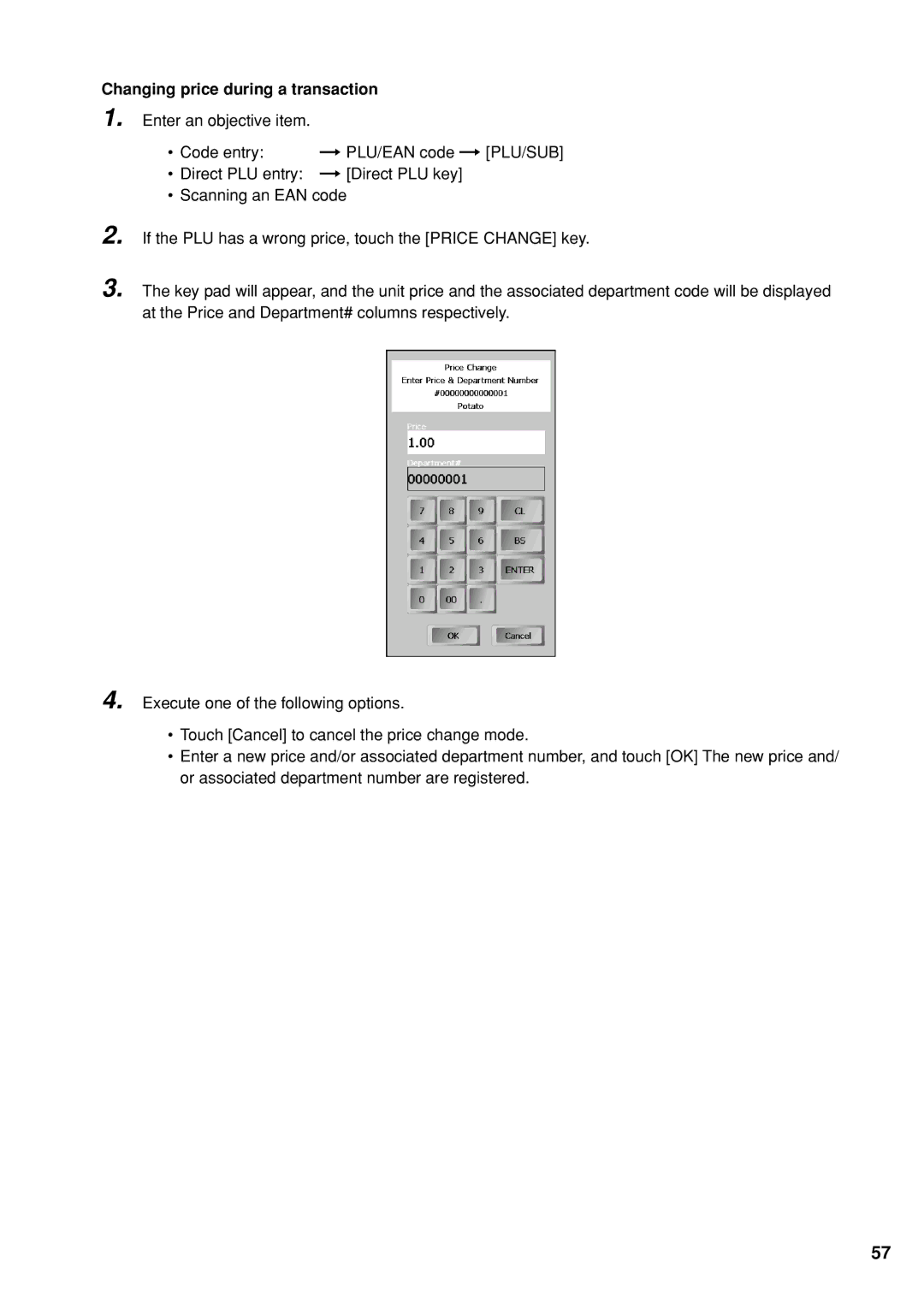 Sharp UP-X300 instruction manual Changing price during a transaction 