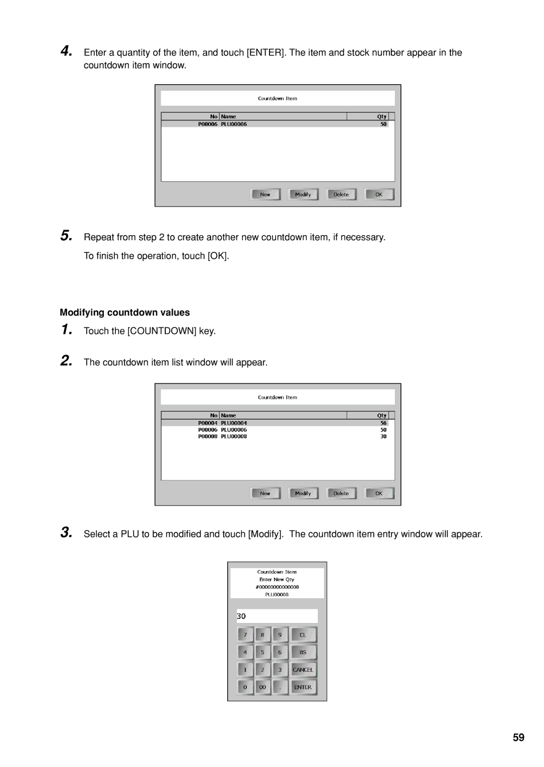 Sharp UP-X300 instruction manual Modifying countdown values 