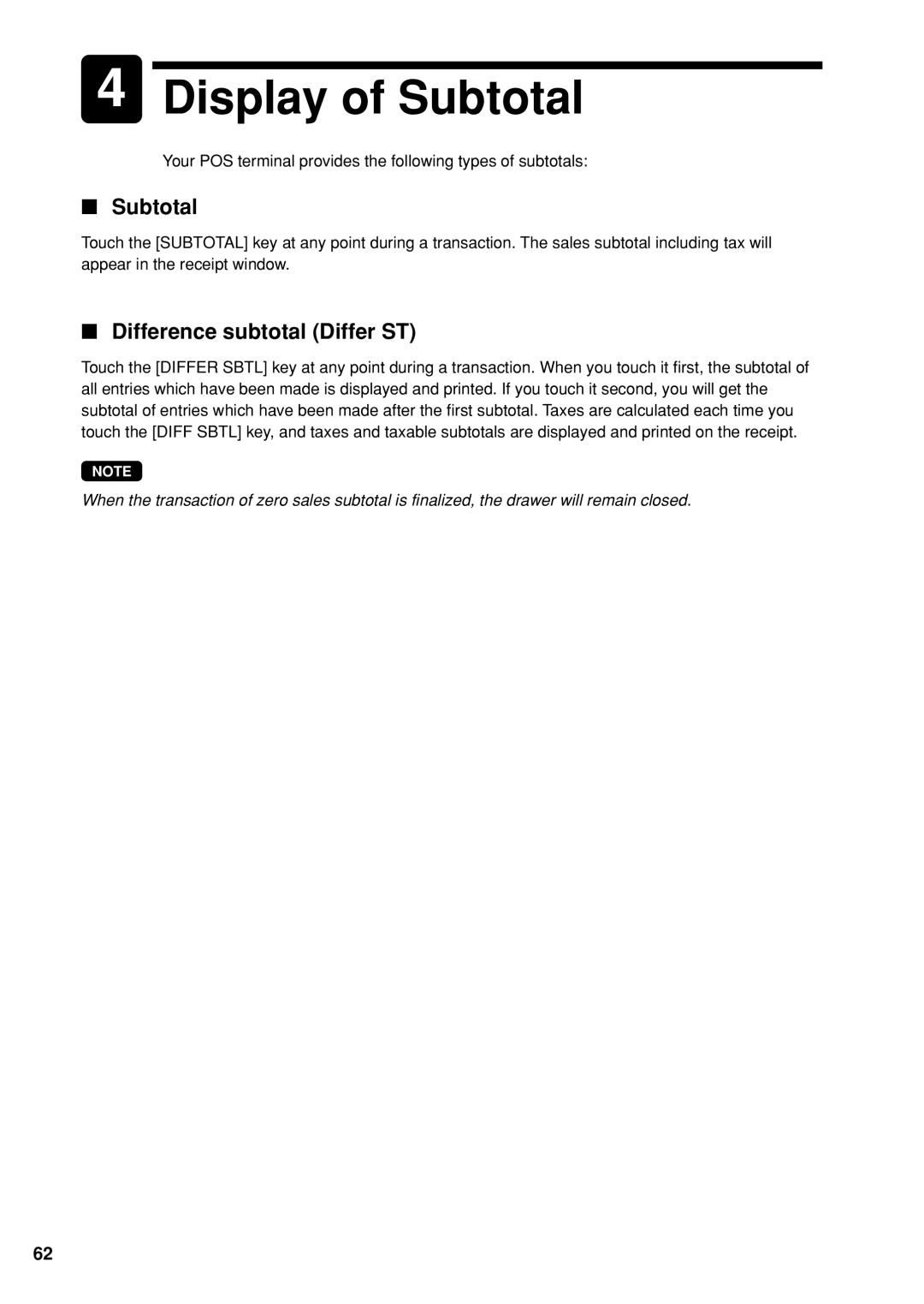 Sharp UP-X300 instruction manual Display of Subtotal, Difference subtotal Differ ST 