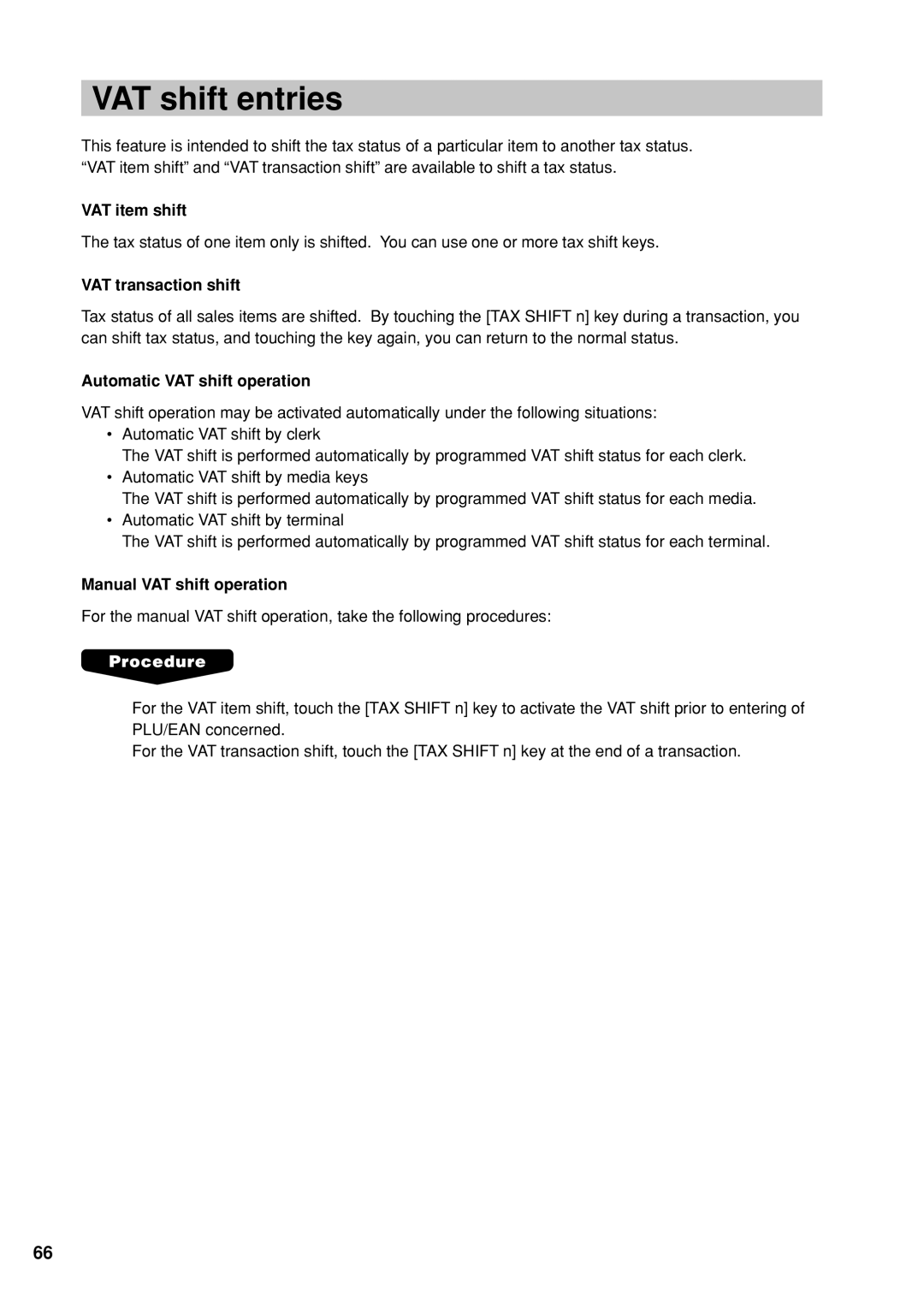 Sharp UP-X300 instruction manual VAT shift entries, VAT item shift, VAT transaction shift, Automatic VAT shift operation 