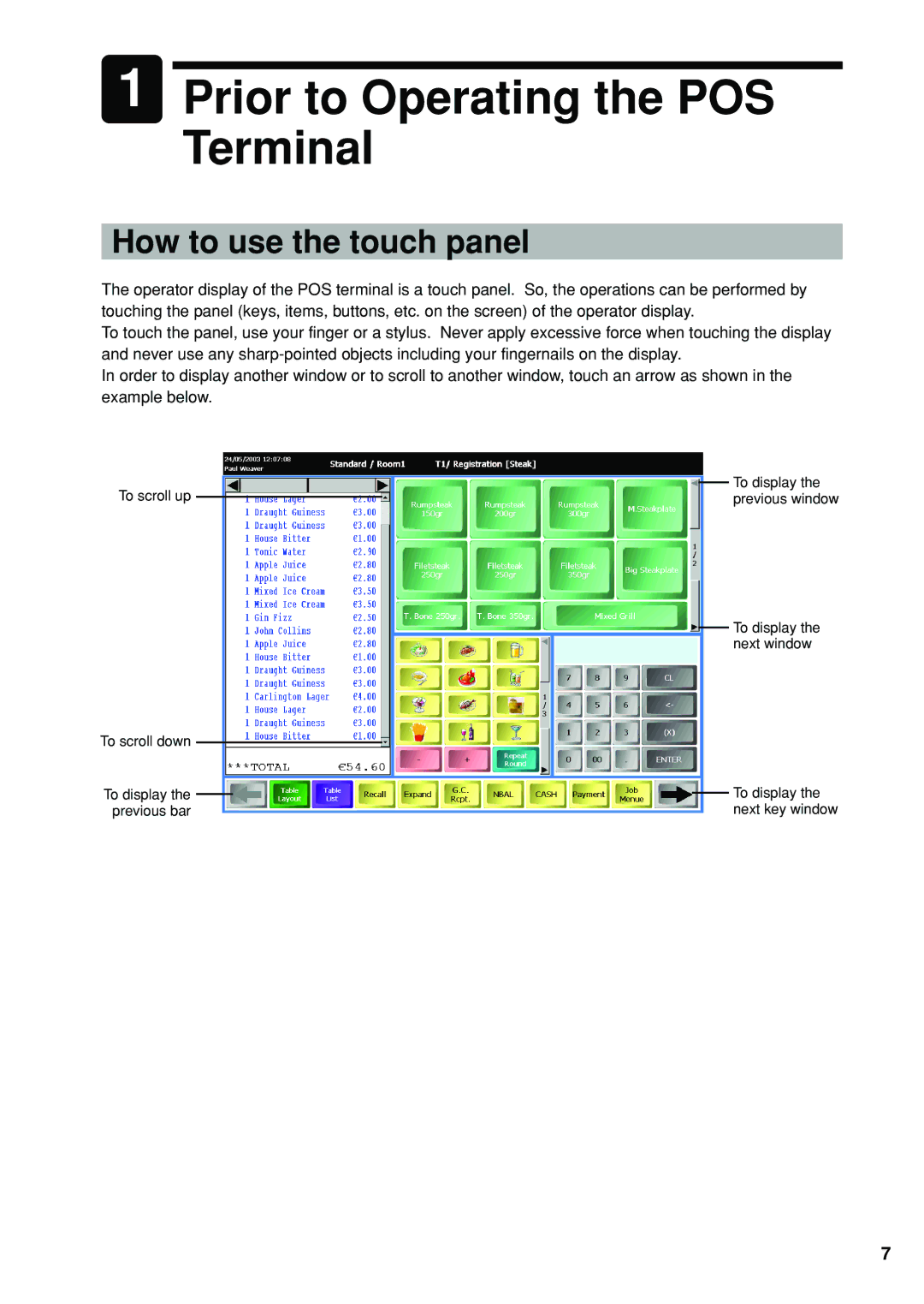 Sharp UP-X300 instruction manual Prior to Operating the POS Terminal, How to use the touch panel 