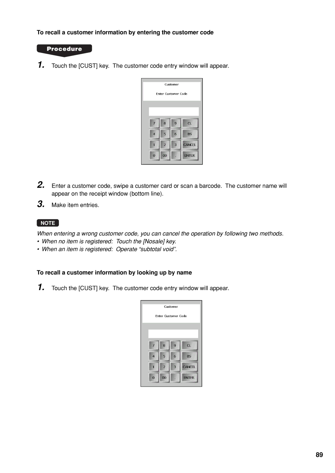 Sharp UP-X300 instruction manual To recall a customer information by looking up by name 