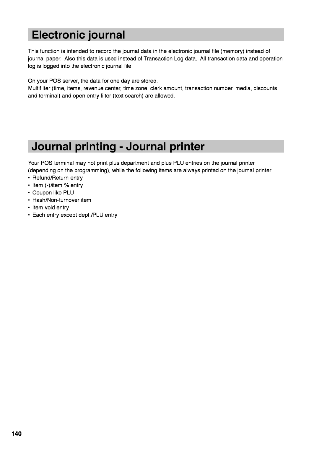 Sharp UP-X300 instruction manual Electronic journal, Journal printing - Journal printer 