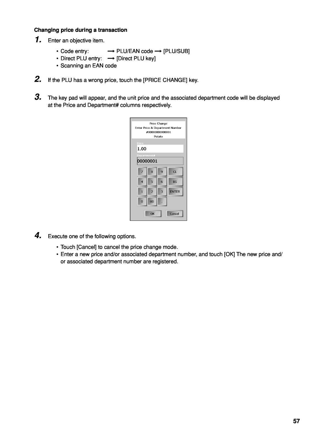 Sharp UP-X300 instruction manual Changing price during a transaction 