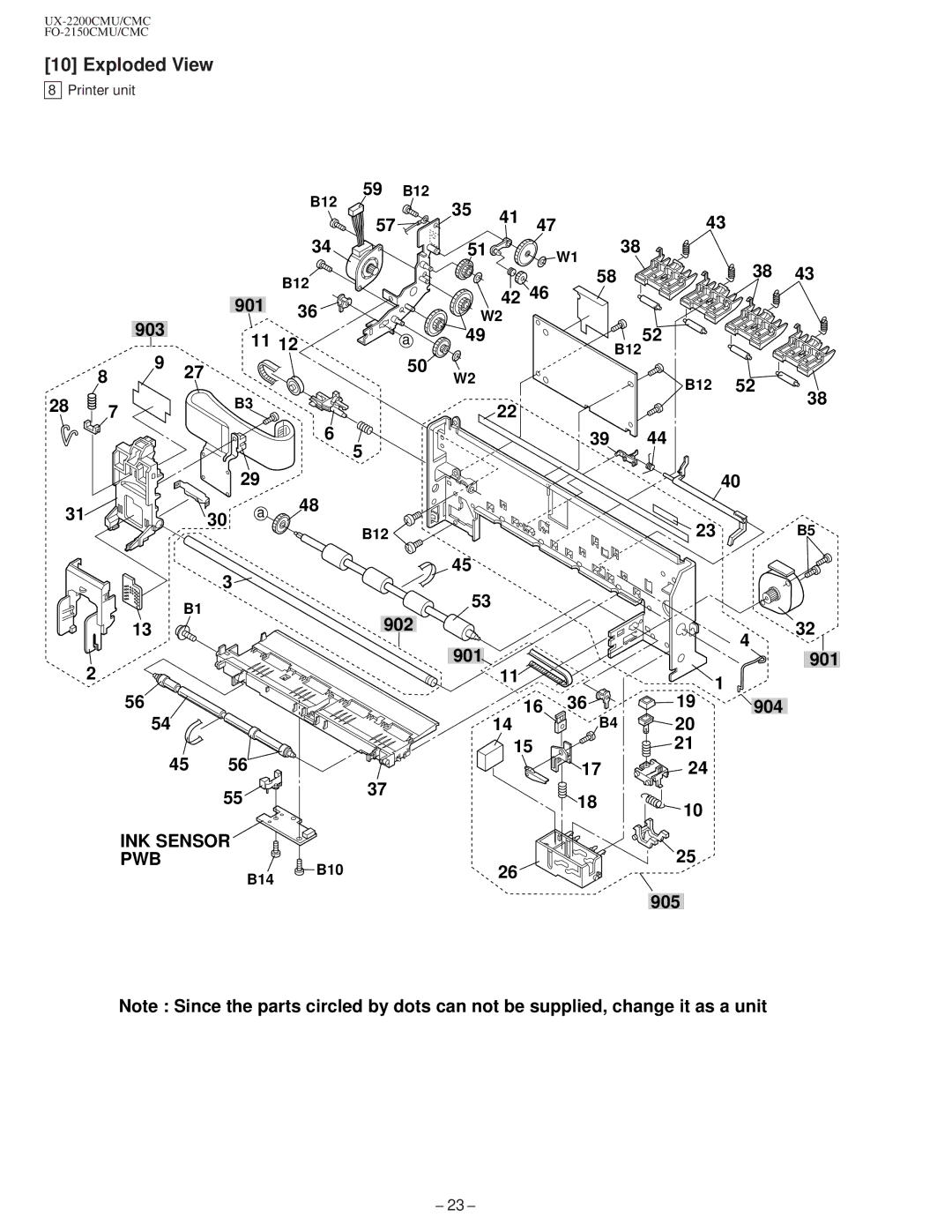 Sharp UX-2200CM, FO-2150CM technical manual Exploded View, 59 B12, B14, B10 