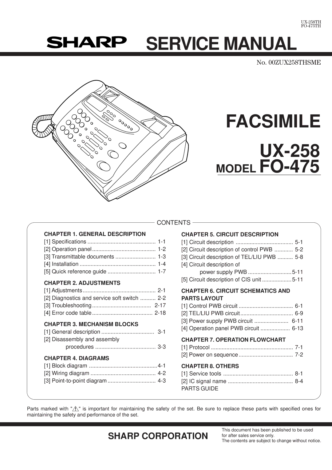 Sharp FO-475TH, UX-258TH manual Facsimile 