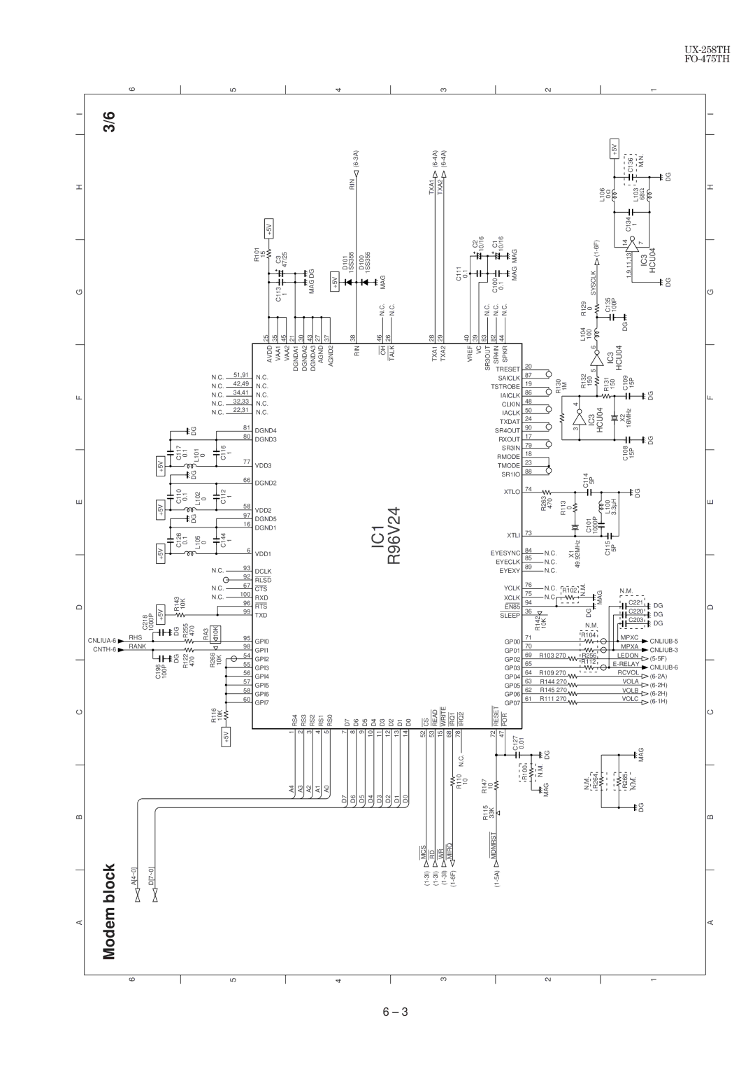 Sharp UX-258TH, FO-475TH manual Modem, IC3 