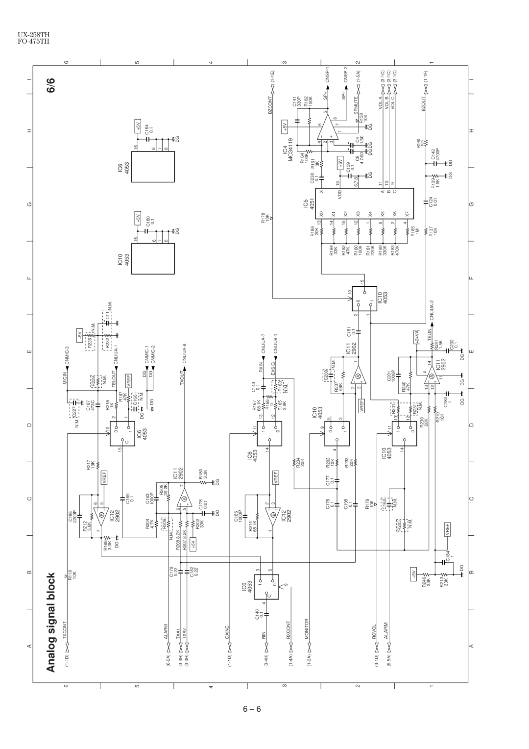 Sharp FO-475TH, UX-258TH manual Analog signal block, IC5 