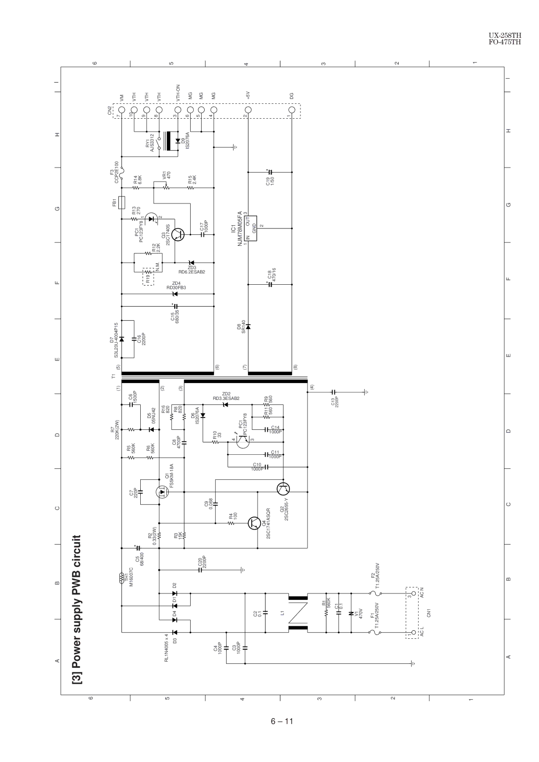 Sharp UX-258TH, FO-475TH manual Power supply PWB circuit, NJM78M05FA 