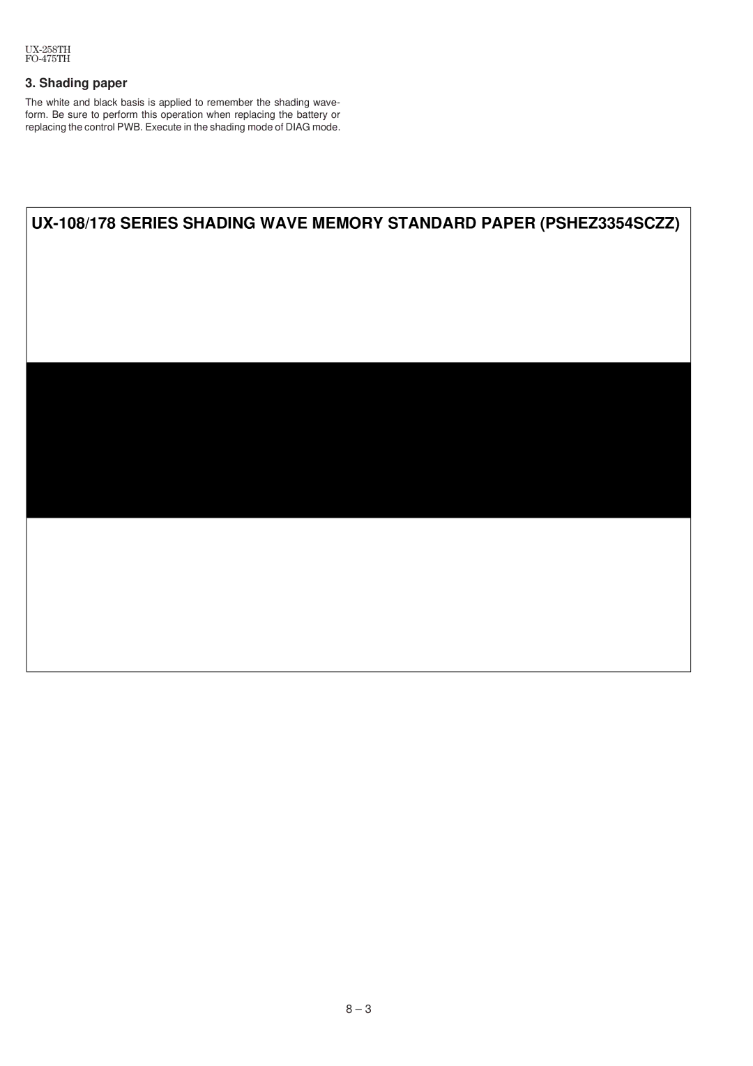 Sharp FO-475TH, UX-258TH manual Shading paper 