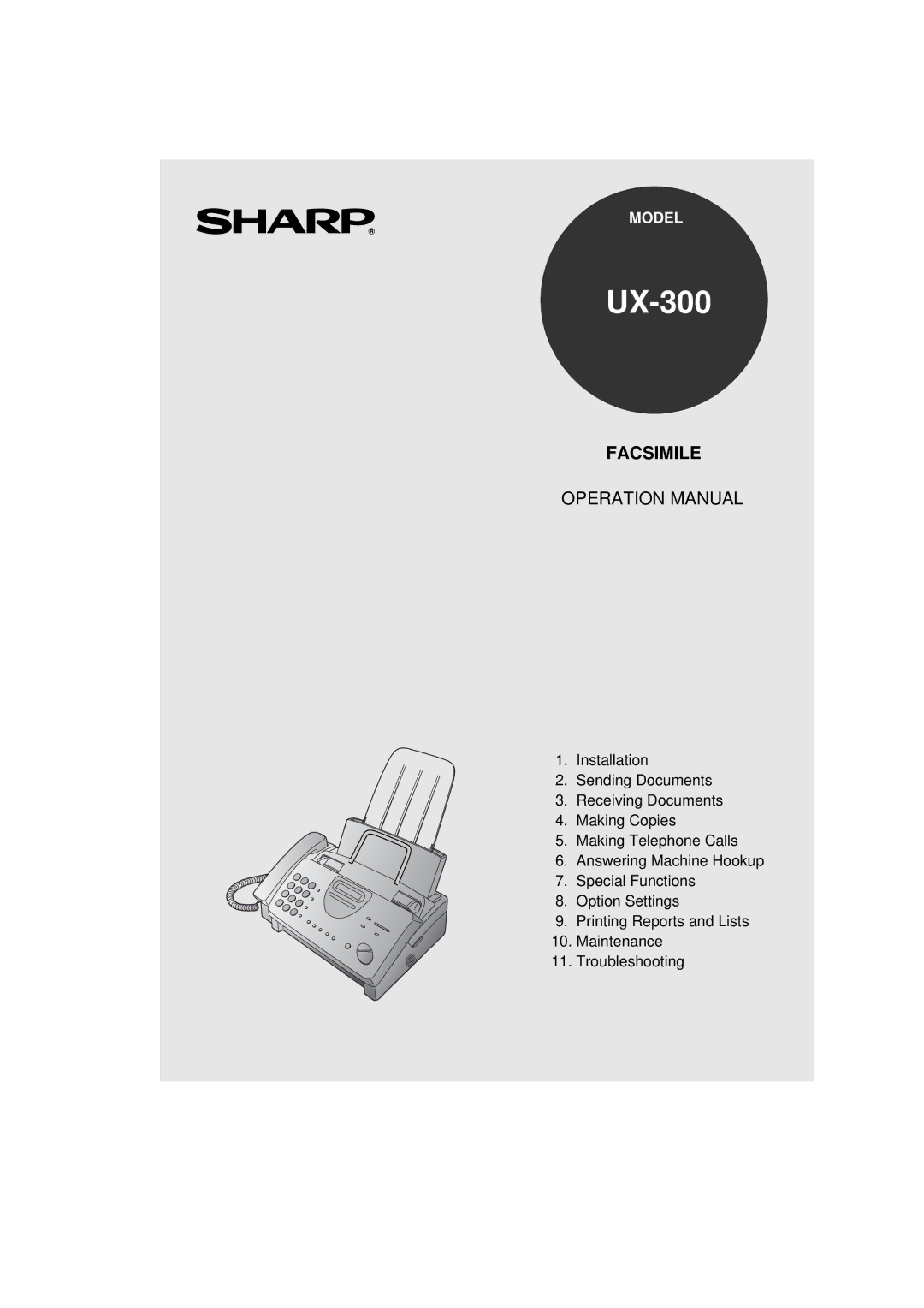 Sharp UX-300 operation manual 