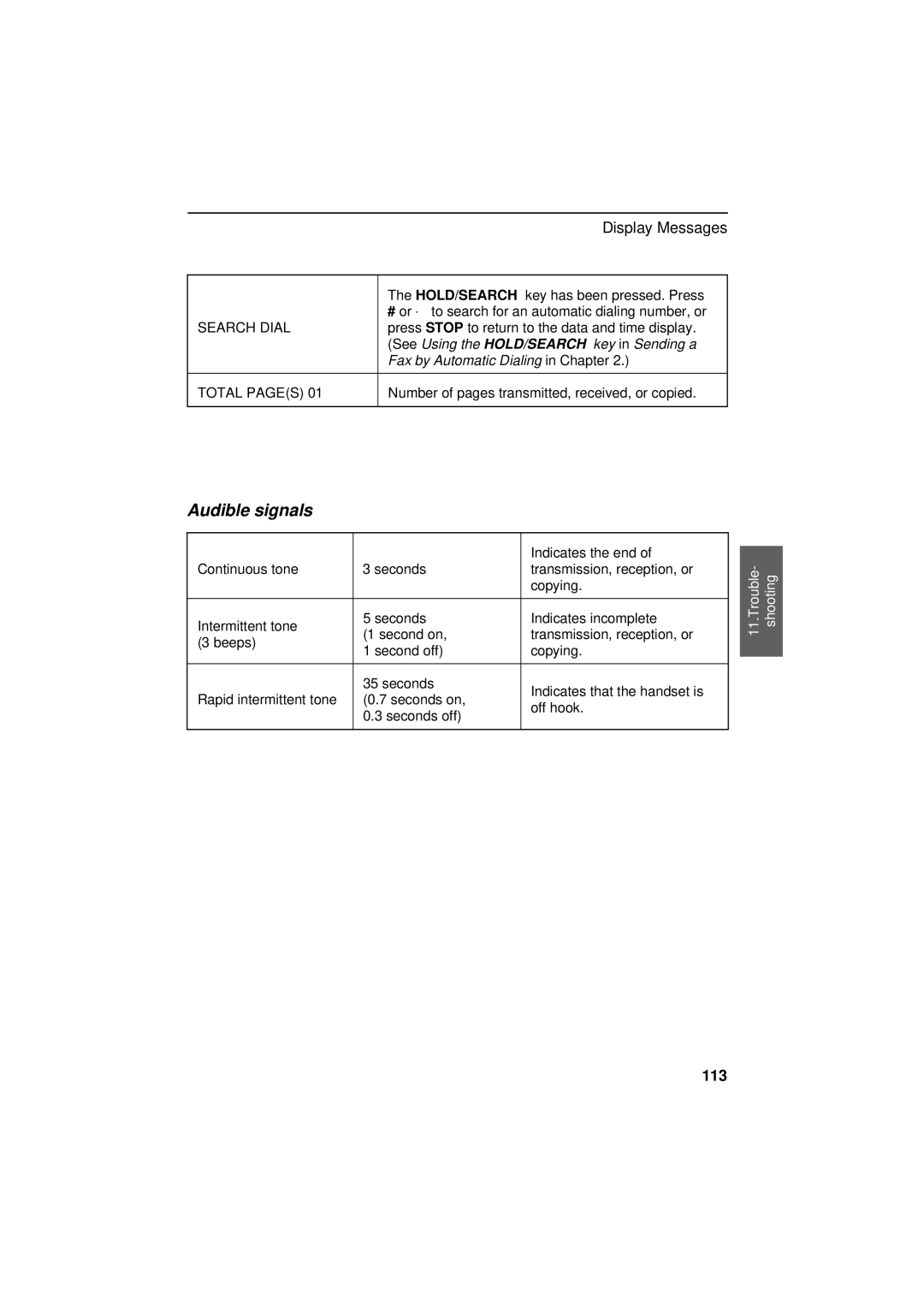 Sharp UX-300 operation manual Audible signals, Search Dial 