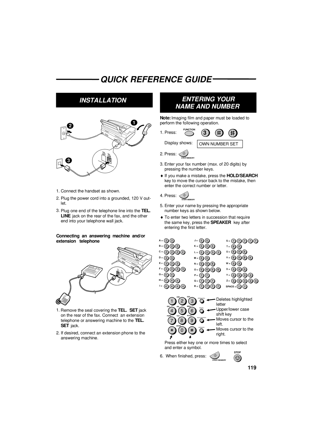 Sharp UX-300 operation manual Quick Reference Guide 