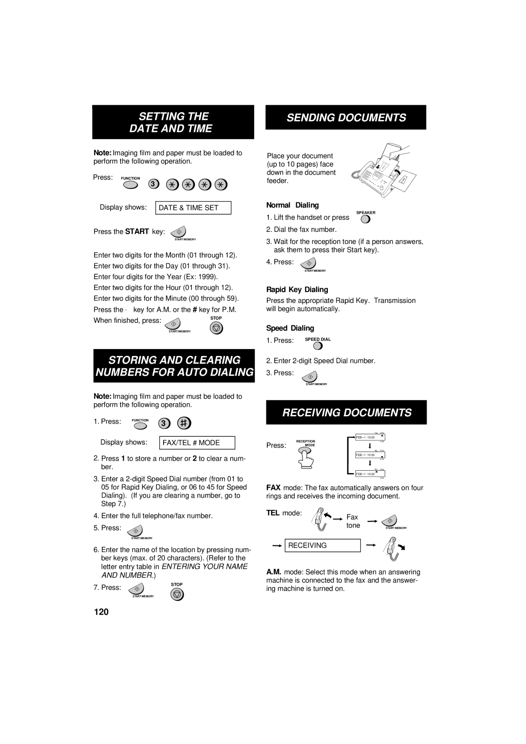 Sharp UX-300 operation manual Setting Date and Time 