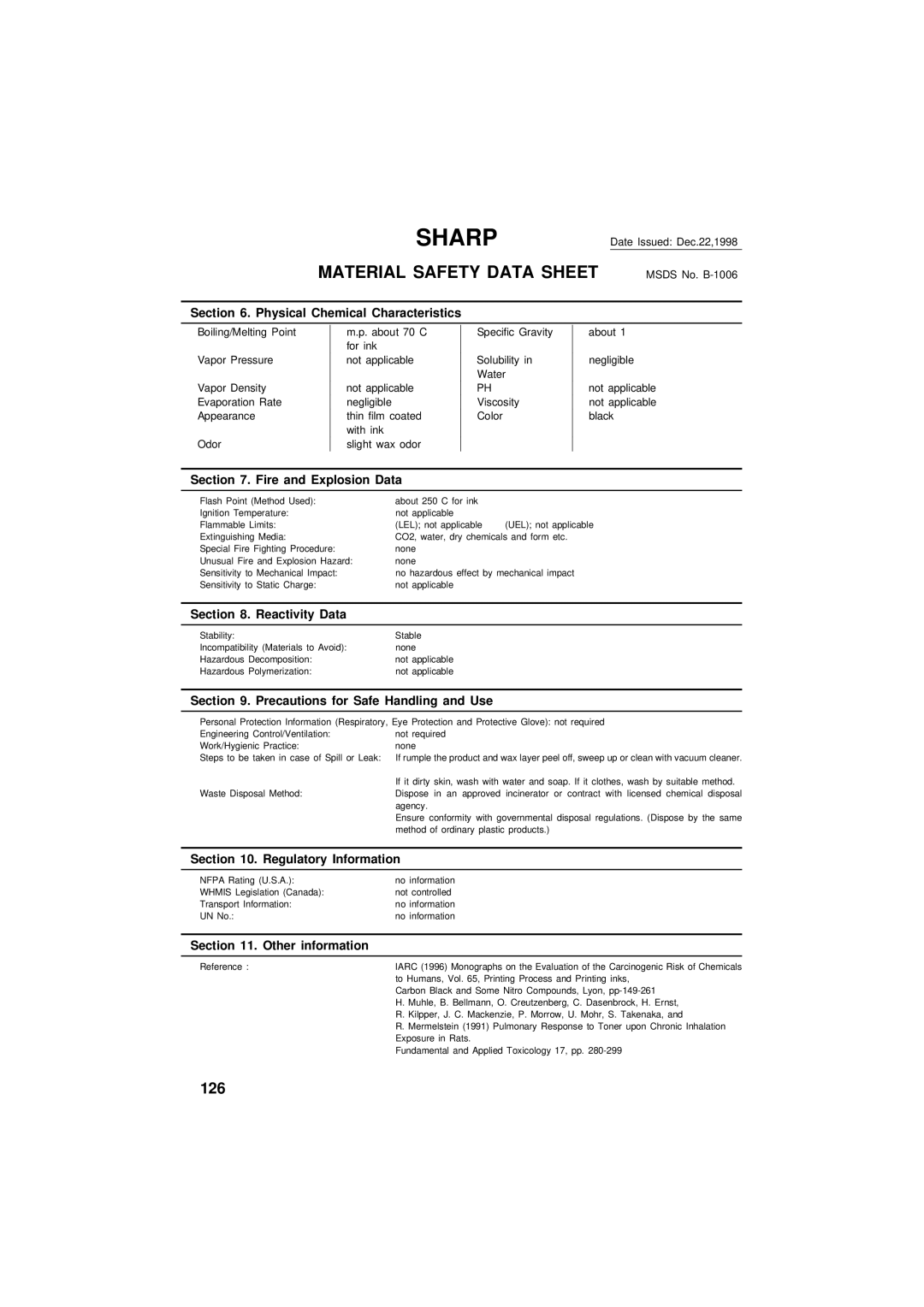 Sharp UX-300 operation manual 126 