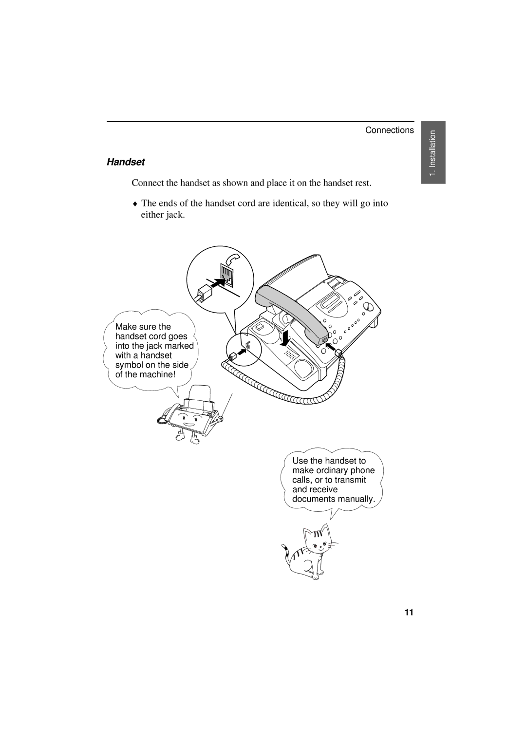 Sharp UX-300 operation manual Handset 