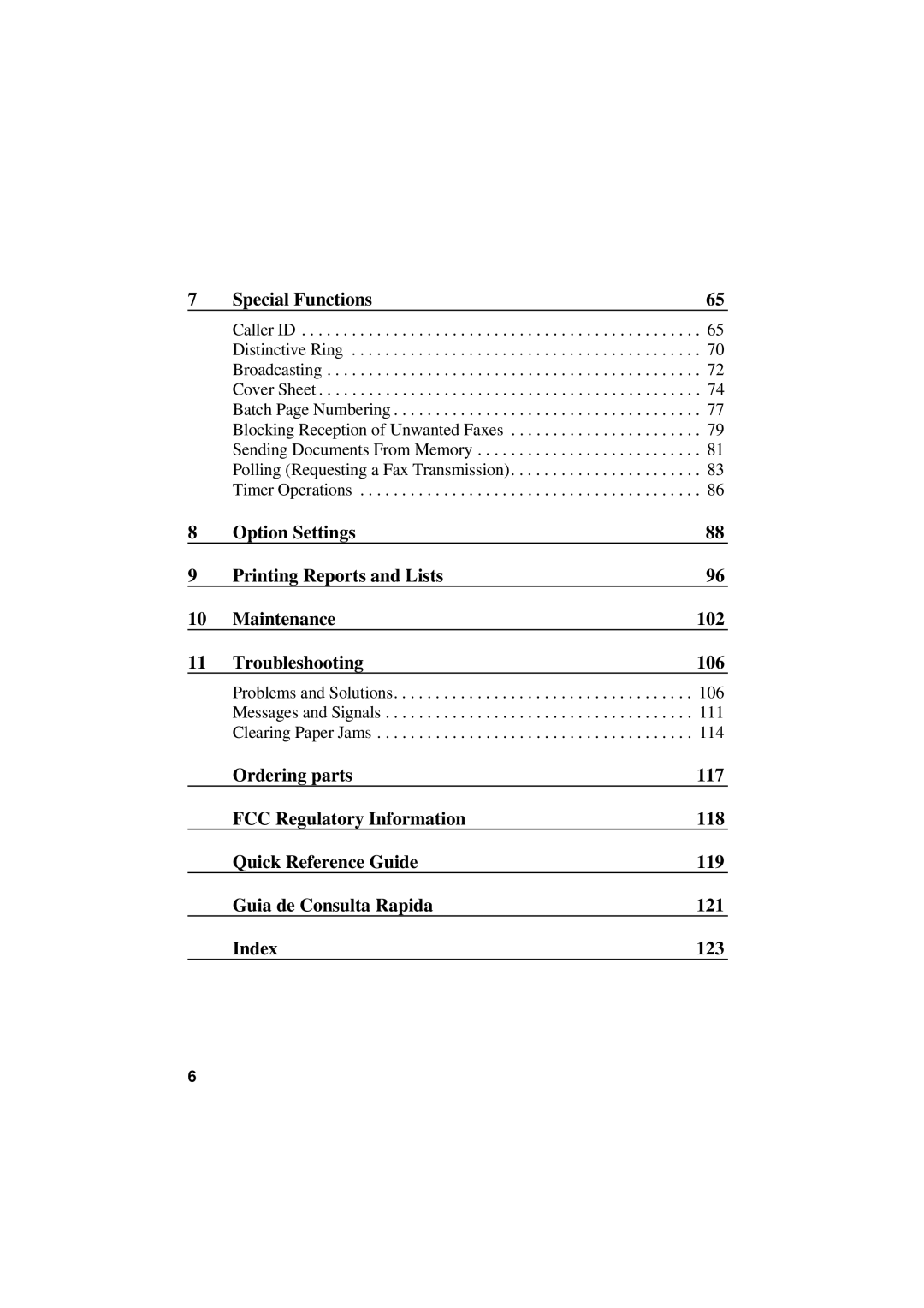 Sharp UX-300 operation manual 106, 111, 114 