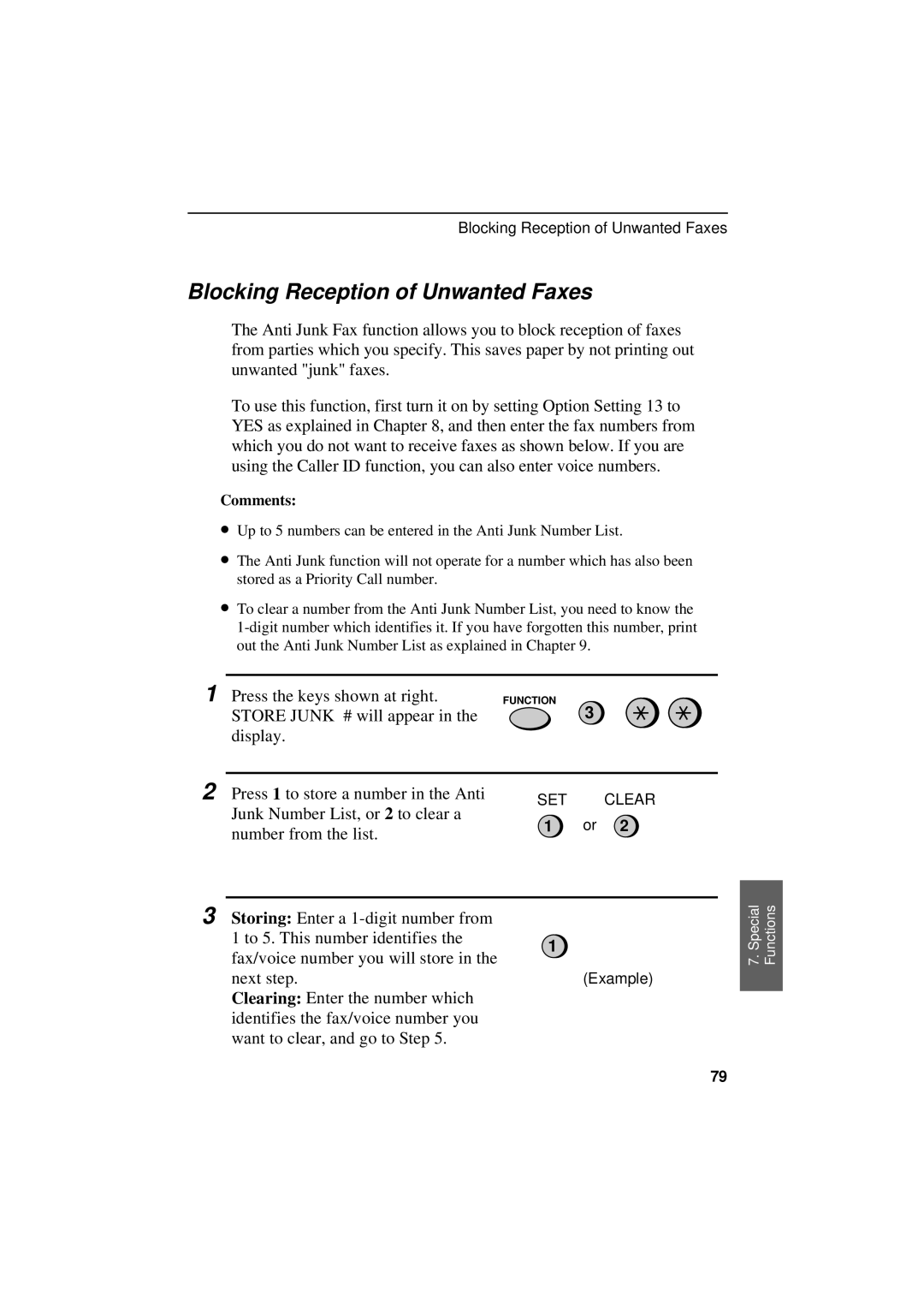 Sharp UX-300 operation manual Blocking Reception of Unwanted Faxes 