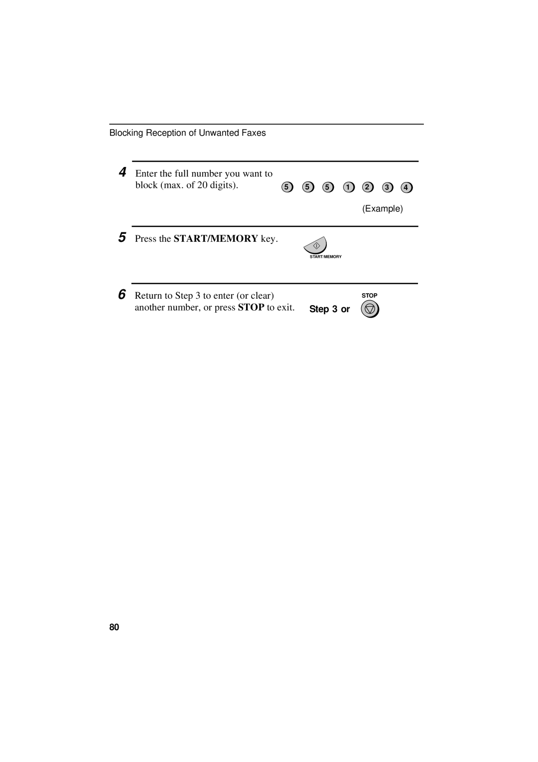 Sharp UX-300 operation manual Enter the full number you want to Block max. of 20 digits 