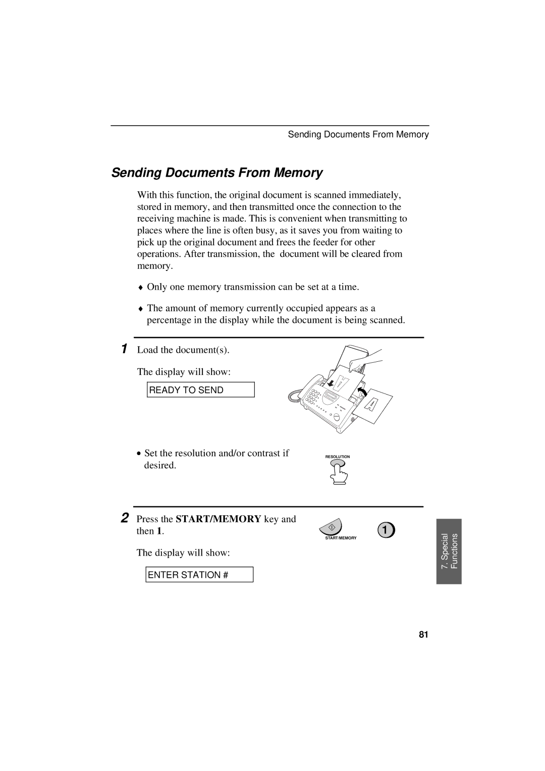 Sharp UX-300 operation manual Sending Documents From Memory 