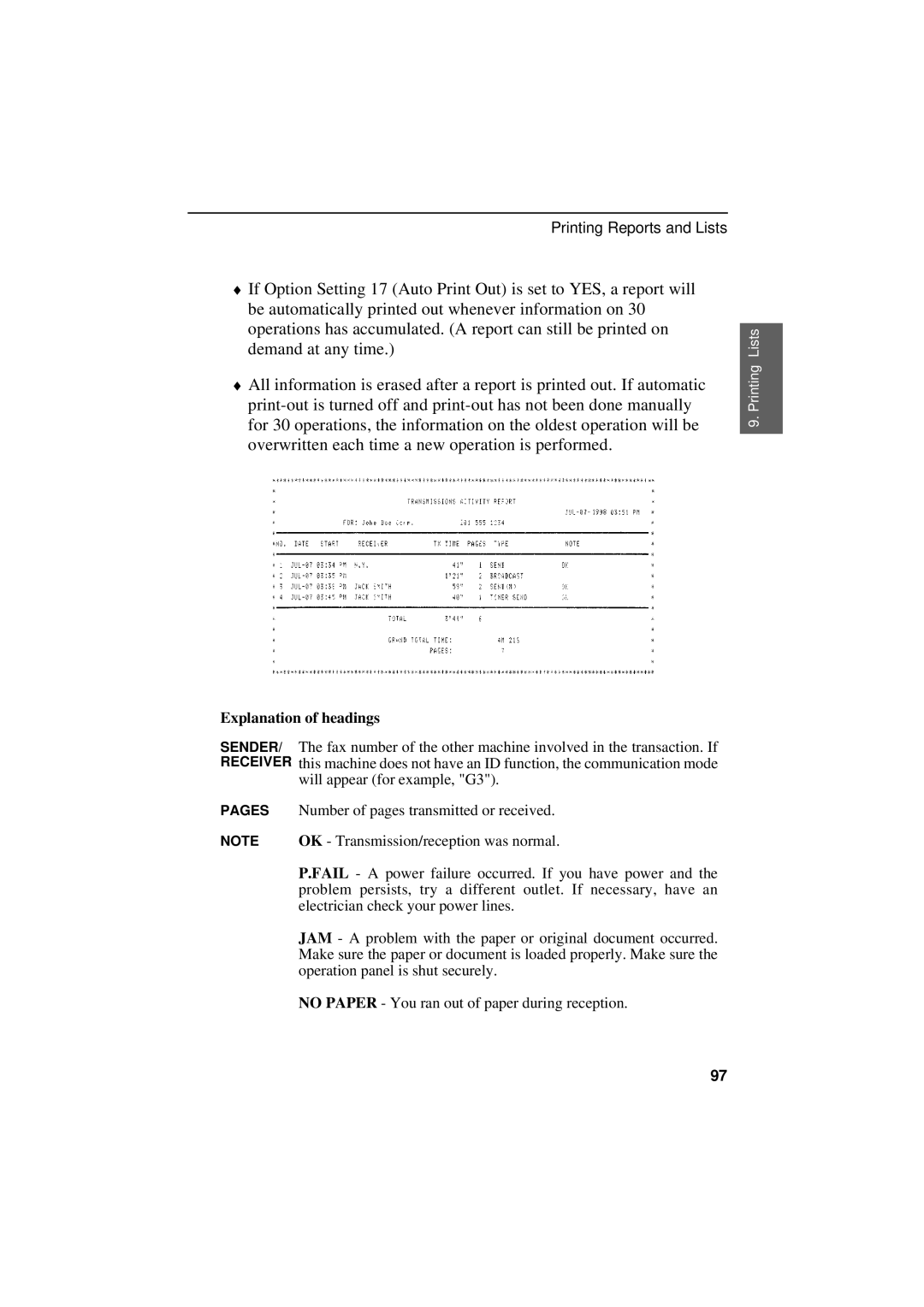 Sharp UX-300 operation manual Explanation of headings 