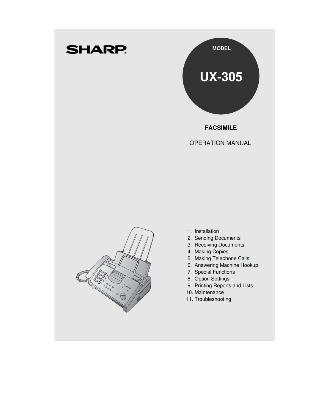 Sharp UX-305 operation manual 