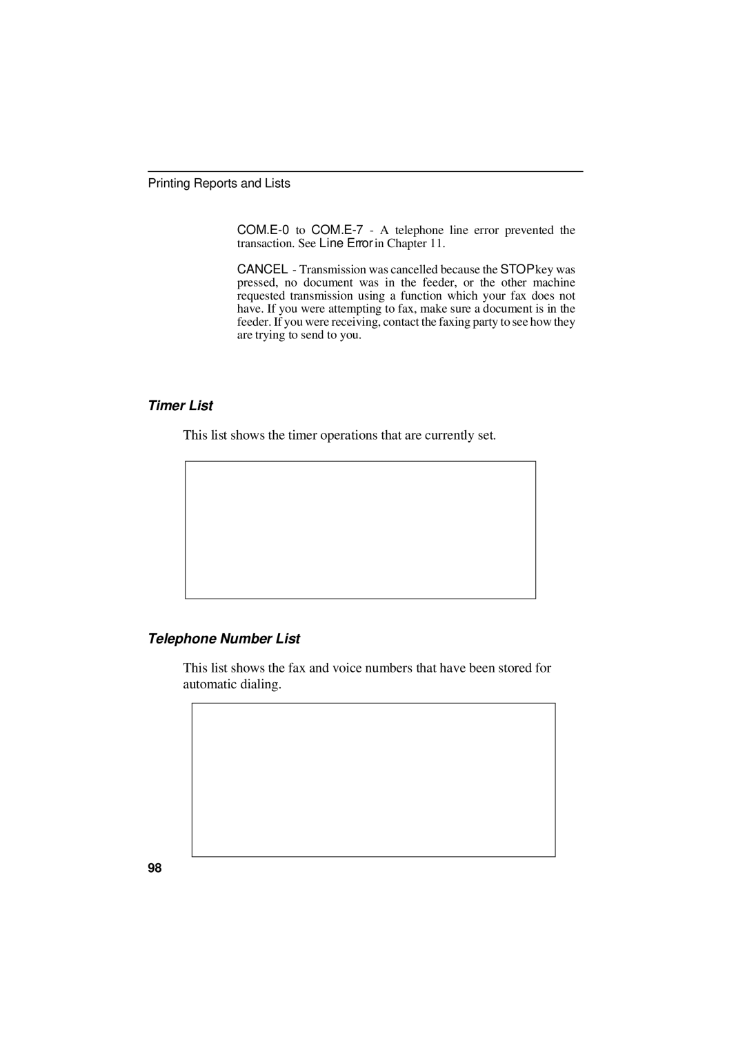 Sharp UX-305 operation manual Timer List, Telephone Number List 