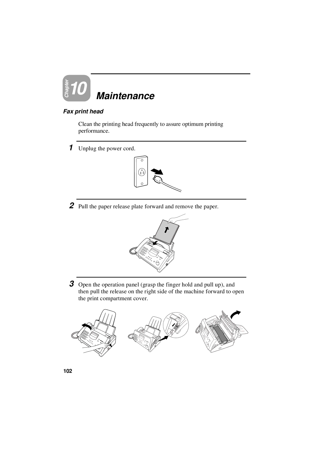 Sharp UX-305 operation manual Maintenance, Fax print head 