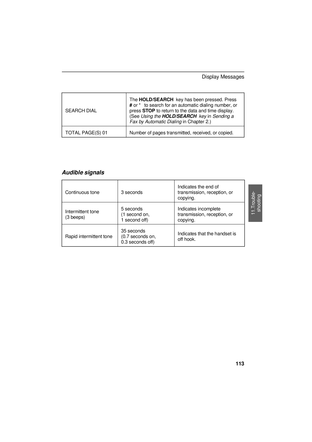 Sharp UX-305 operation manual Audible signals, Search Dial 