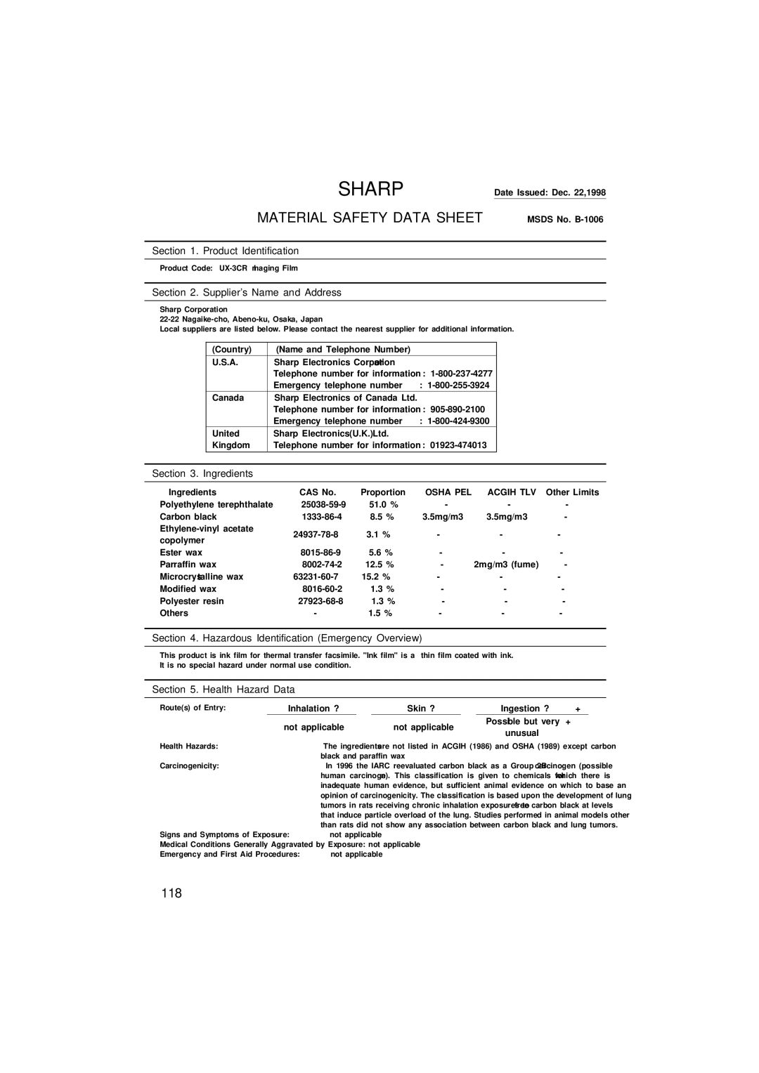 Sharp UX-305 operation manual Sharp 