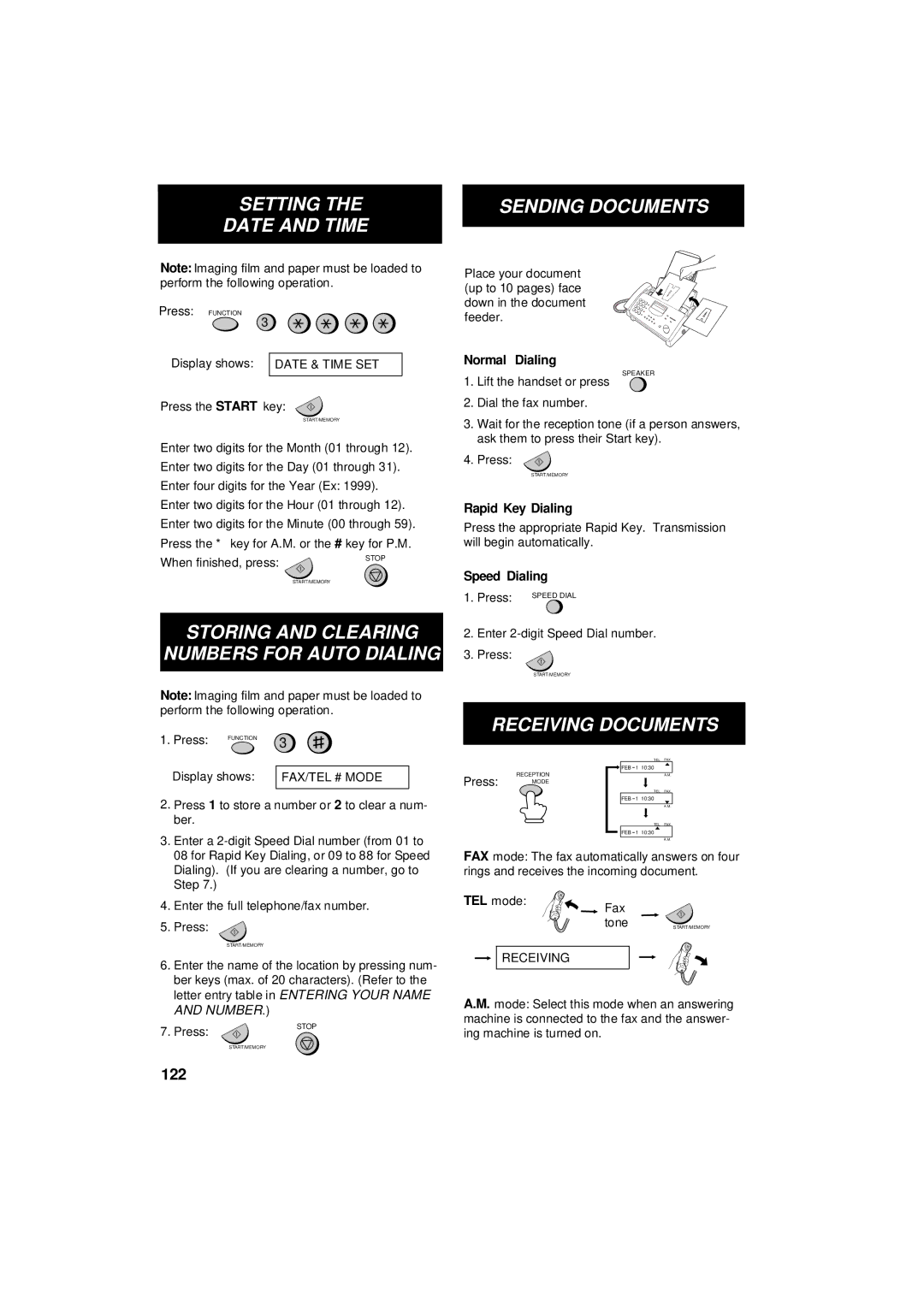 Sharp UX-305 operation manual Setting Date and Time 