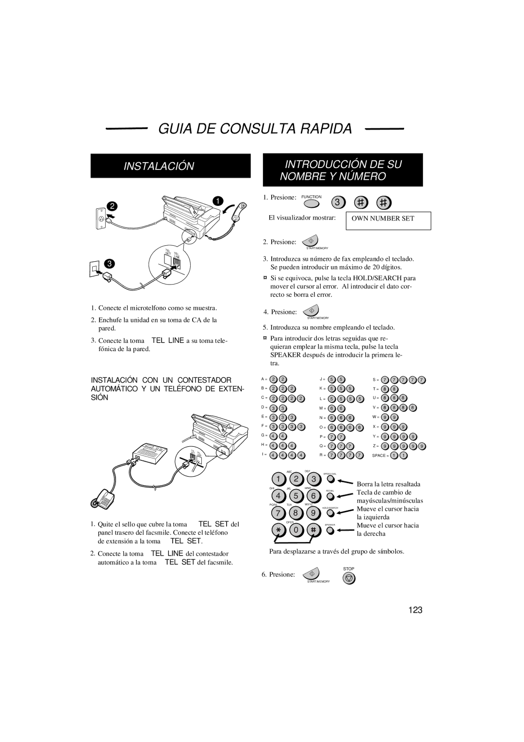 Sharp UX-305 operation manual Guia DE Consulta Rapida 