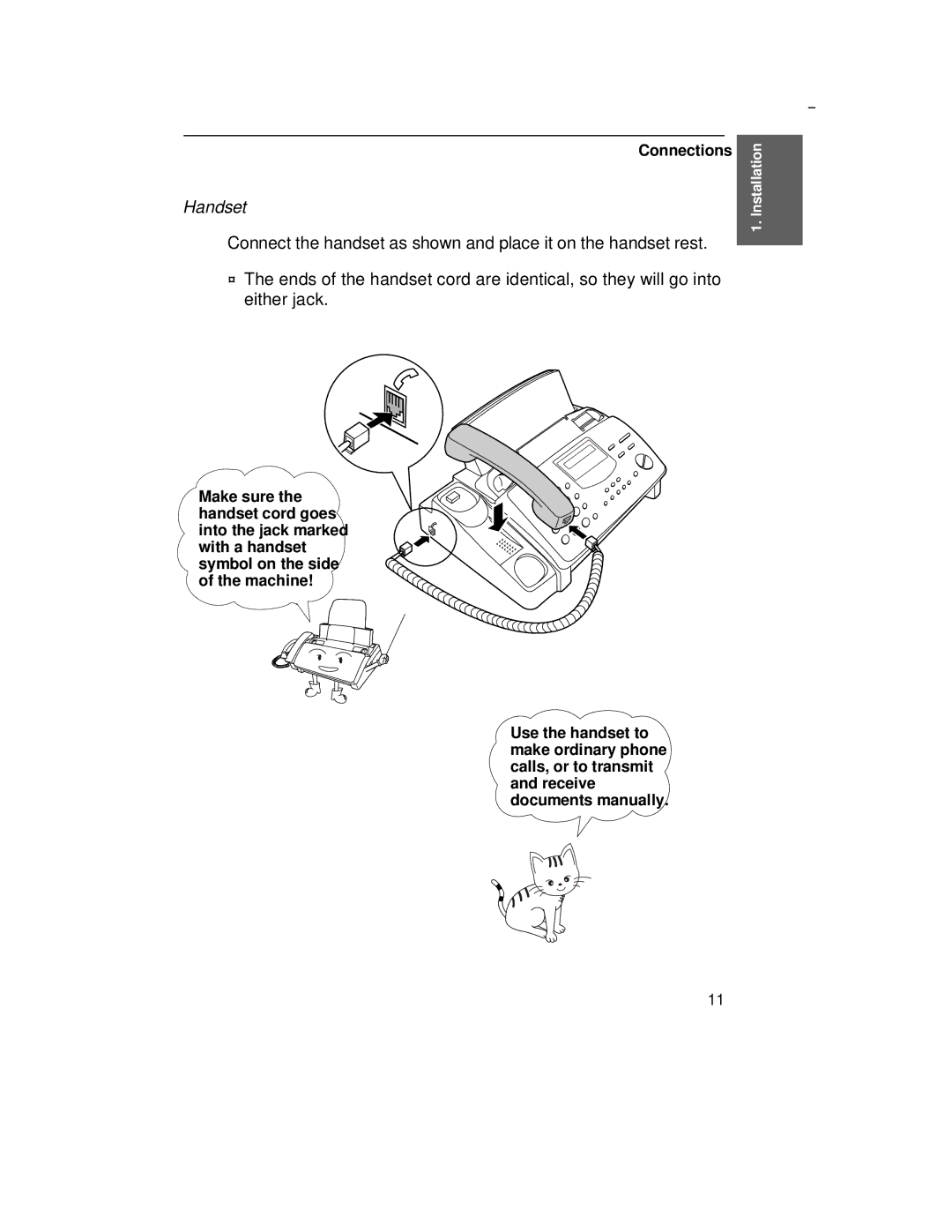 Sharp UX-305 operation manual Handset 