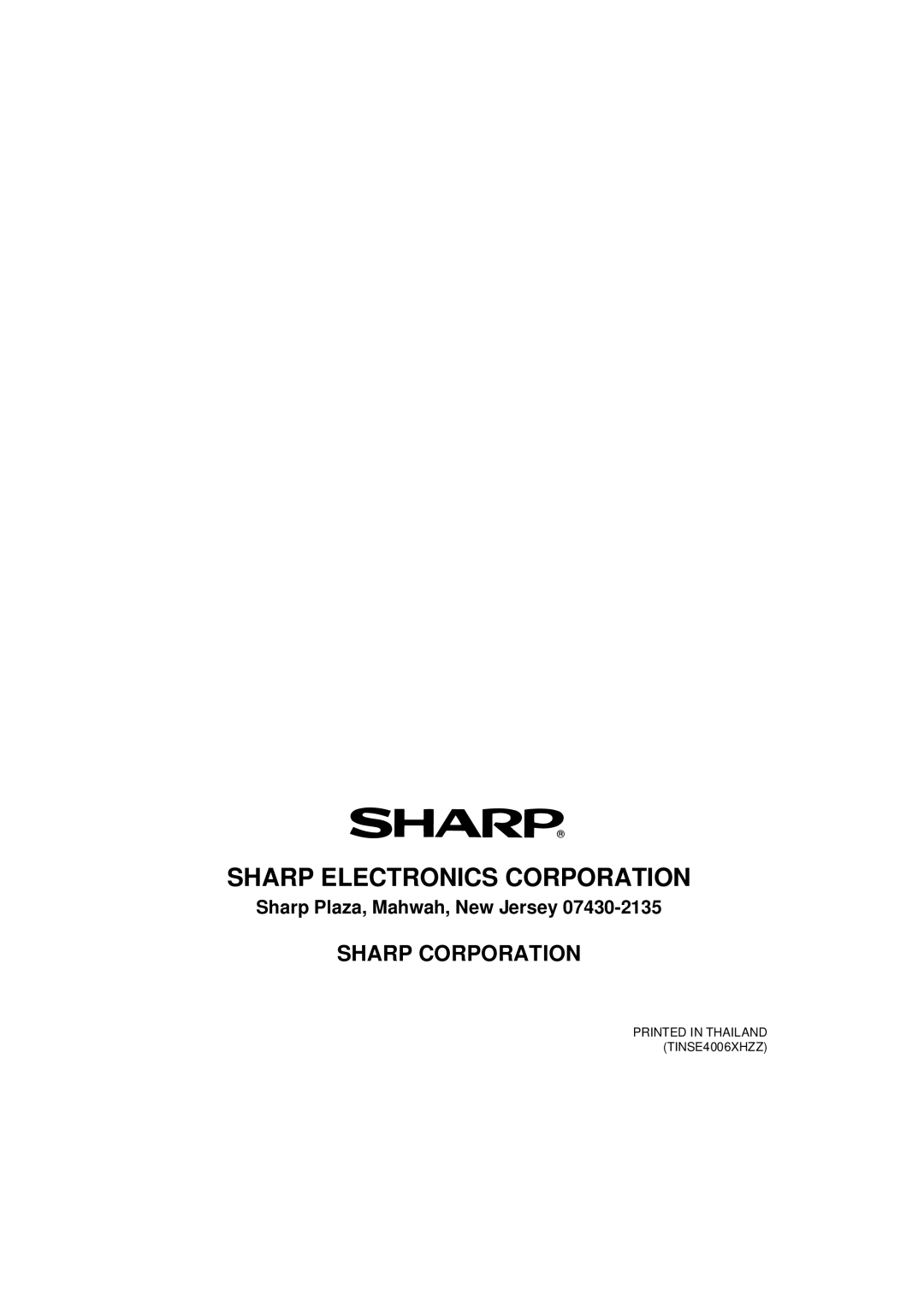 Sharp UX-305 operation manual Sharp Electronics Corporation 