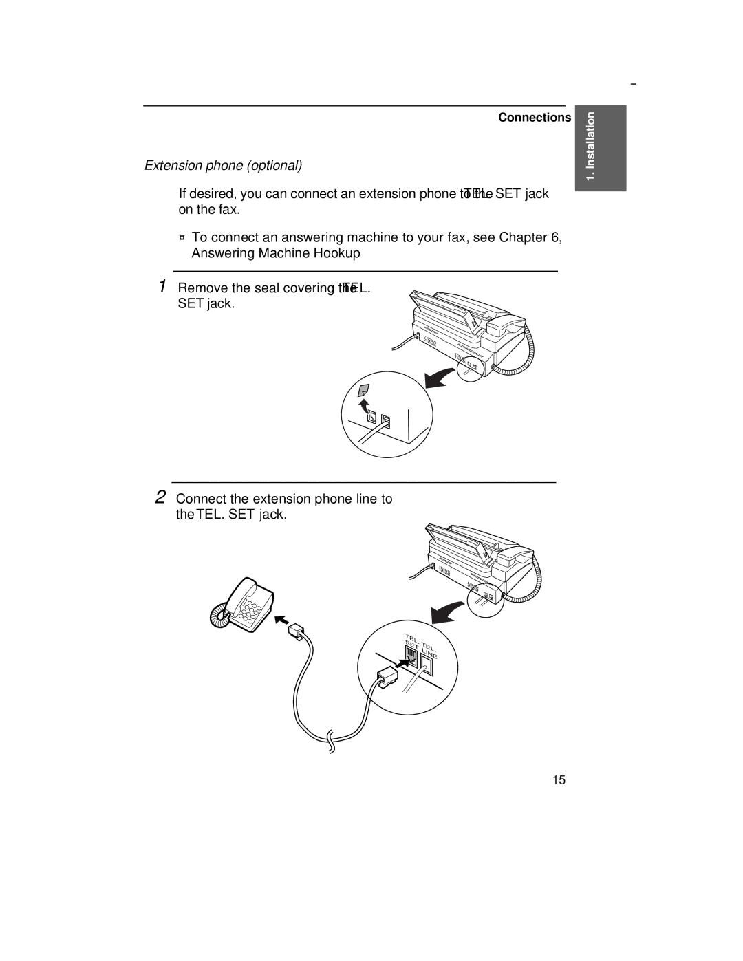 Sharp UX-305 operation manual Extension phone optional 